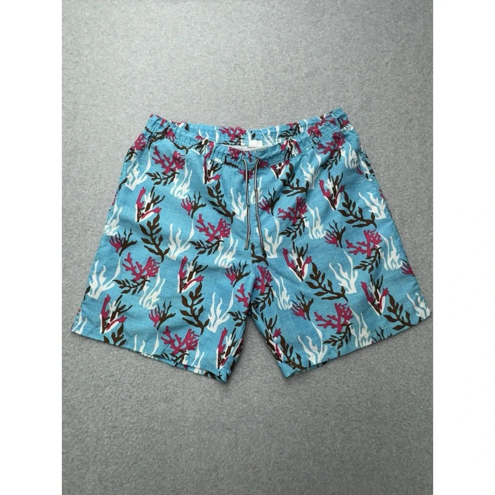 Peter Millar Swim Shorts Mens Large Blue Coral Reef Lined Drawstring Waist